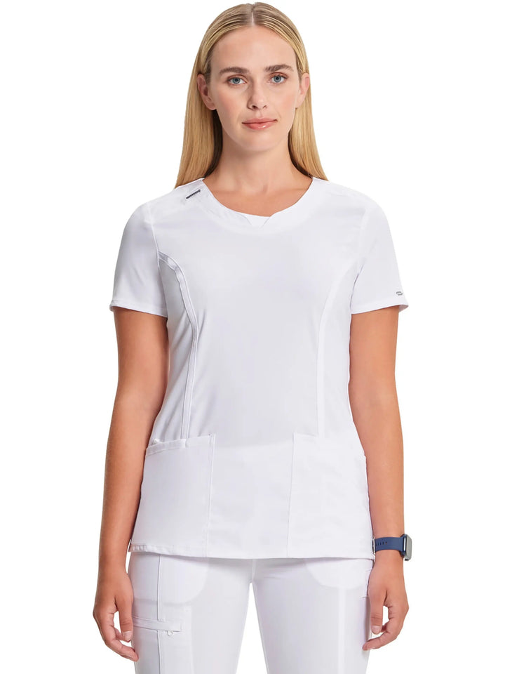 Infinity Women's Round Neck Scrub Top | White