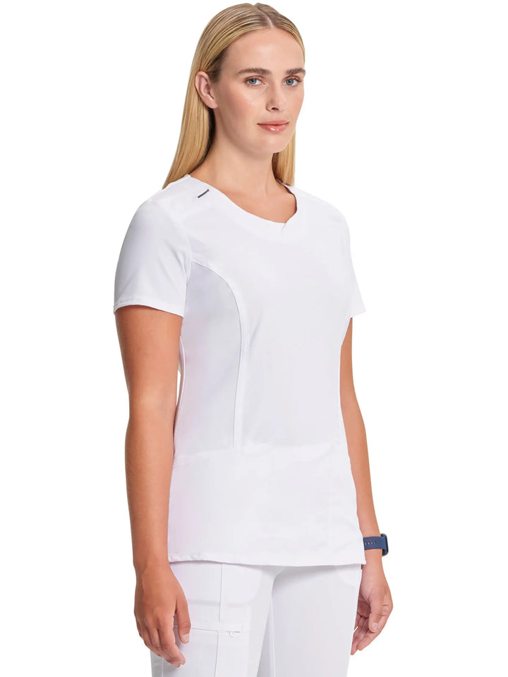 Infinity Women's Round Neck Scrub Top | White