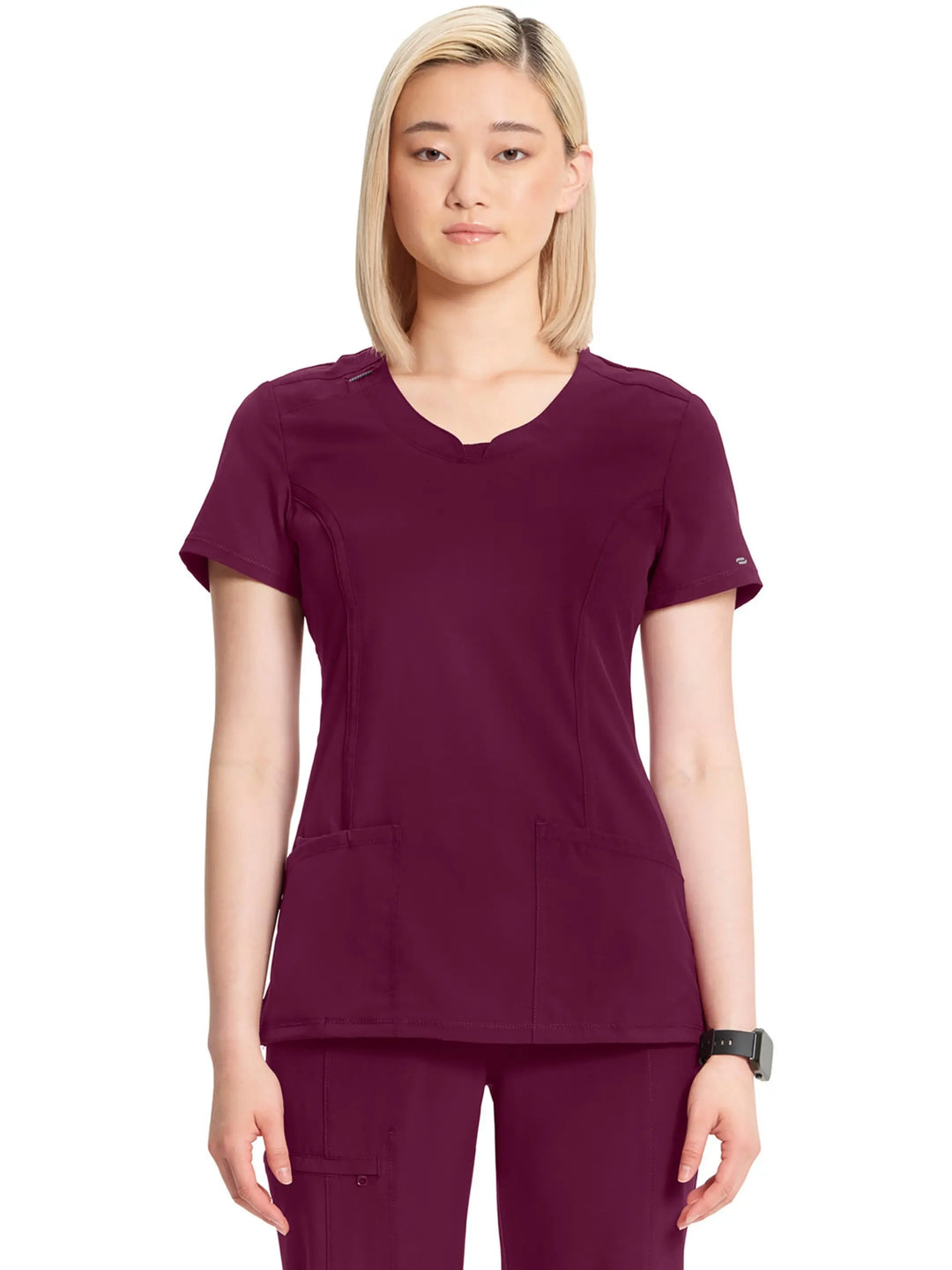 Infinity Women's Round Neck Scrub Top | Wine