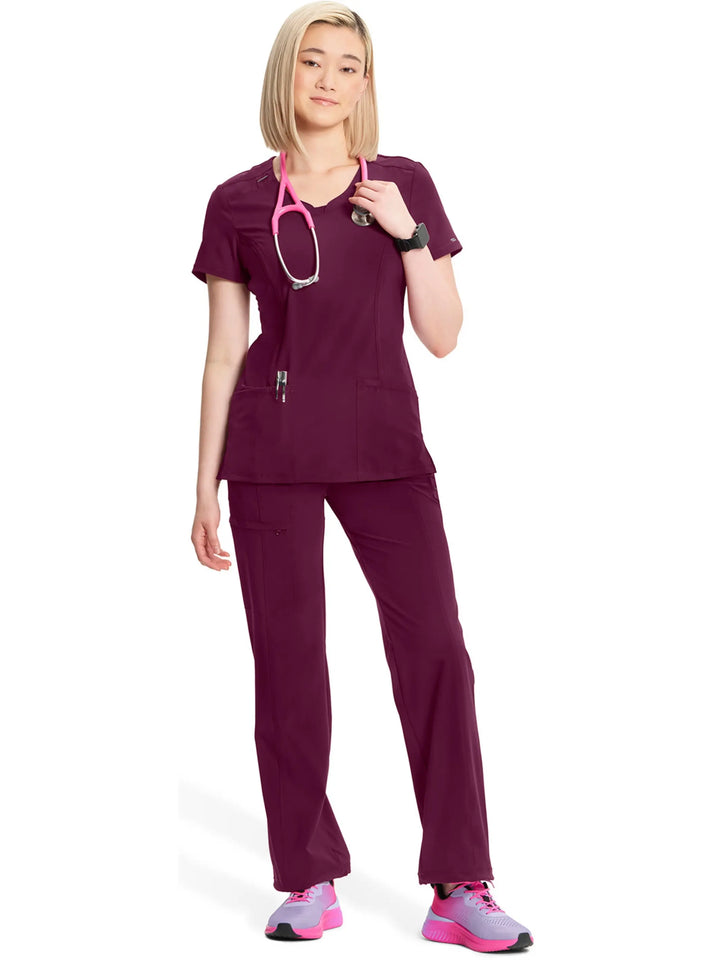 Infinity Women's Round Neck Scrub Top | Wine