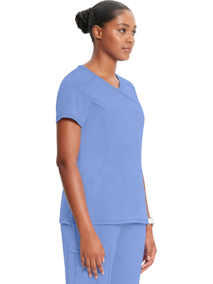 Infinity Women's Scrub Set Mock Wrap Top & Joggers | Ceil Blue