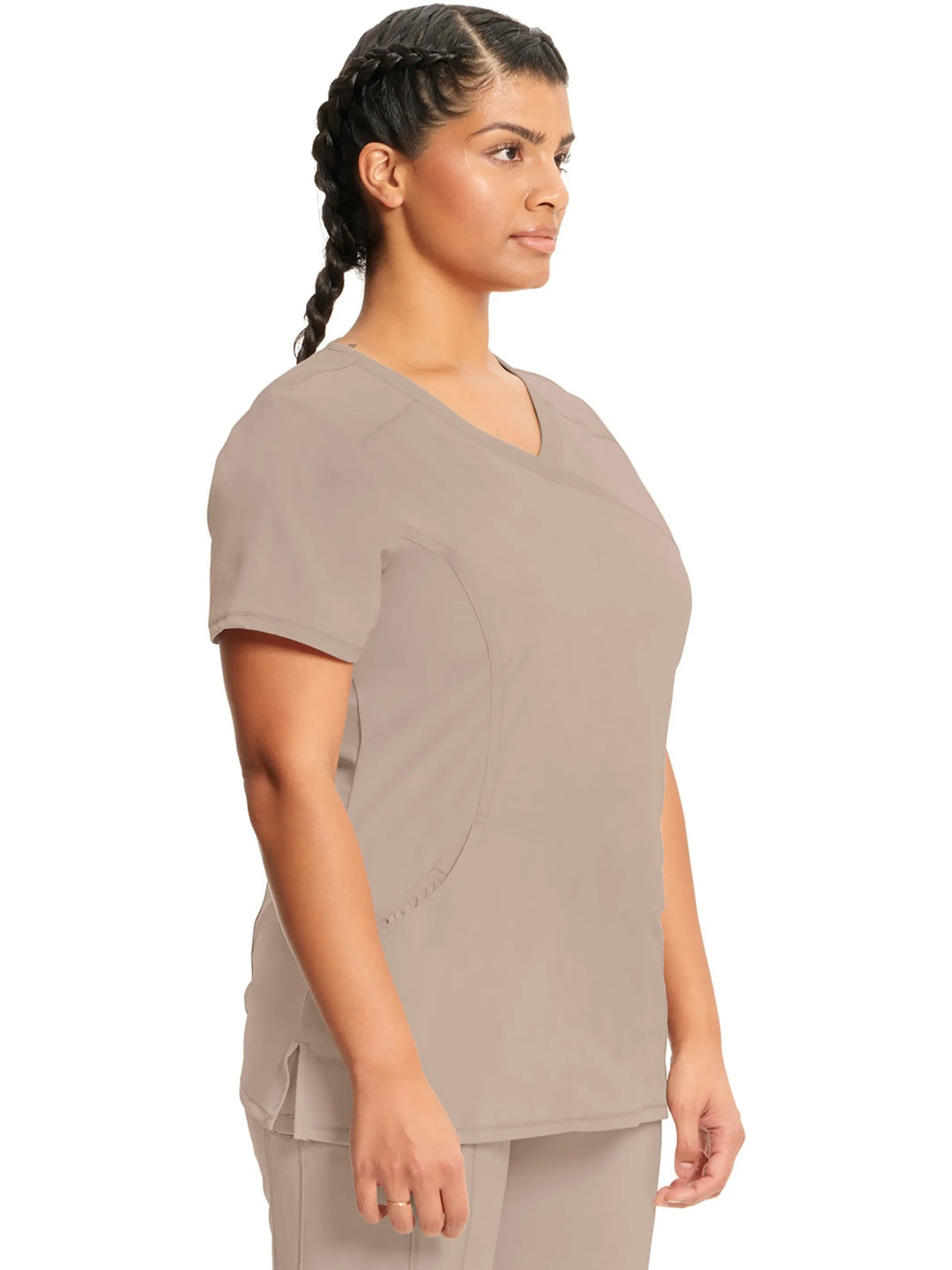 Infinity Women's Scrub Set Mock Wrap Top & Joggers | Khaki