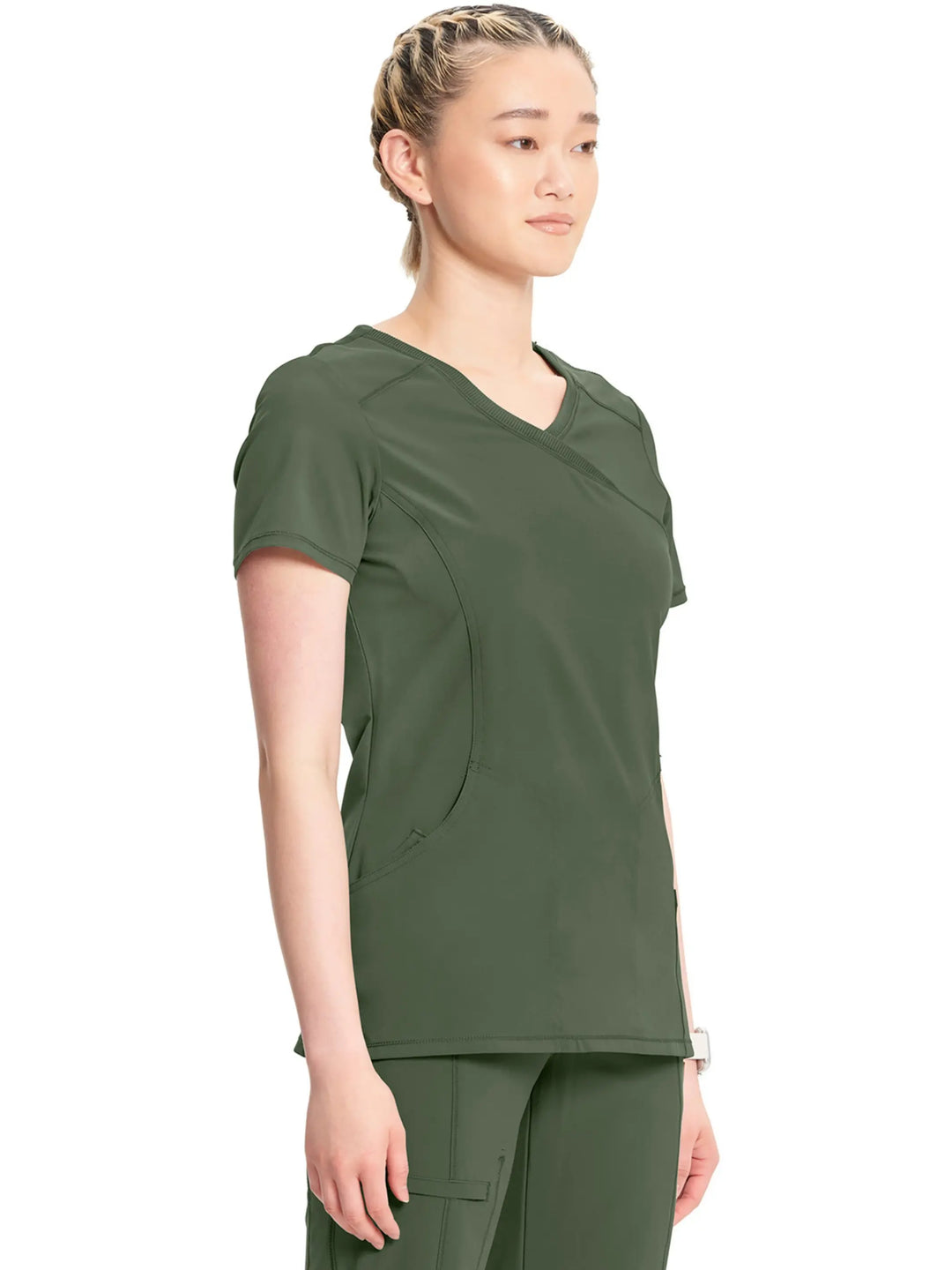 Infinity Women's Antimicrobial Mock Wrap Top | Olive