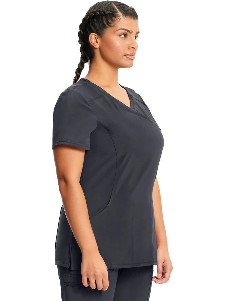 Infinity Women's Antimicrobial Mock Wrap Top | Pewter