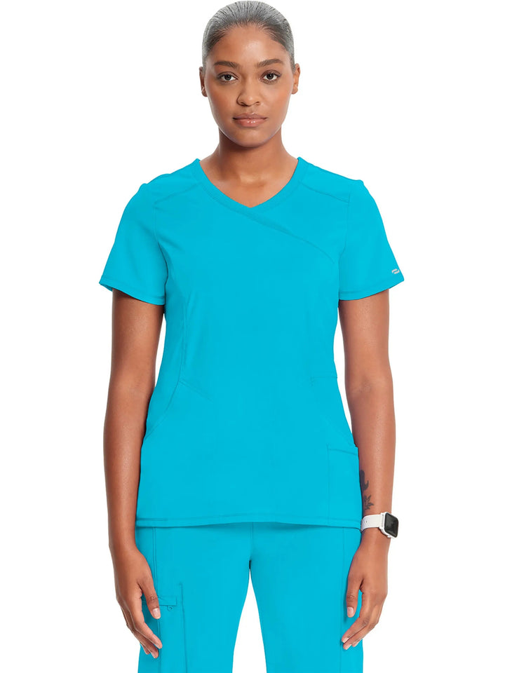 Infinity Women's Antimicrobial Mock Wrap Top | Turquoise