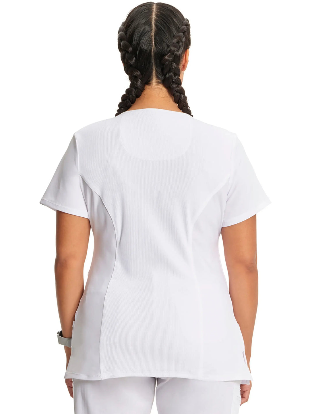 Infinity Women's Antimicrobial Mock Wrap Top | White