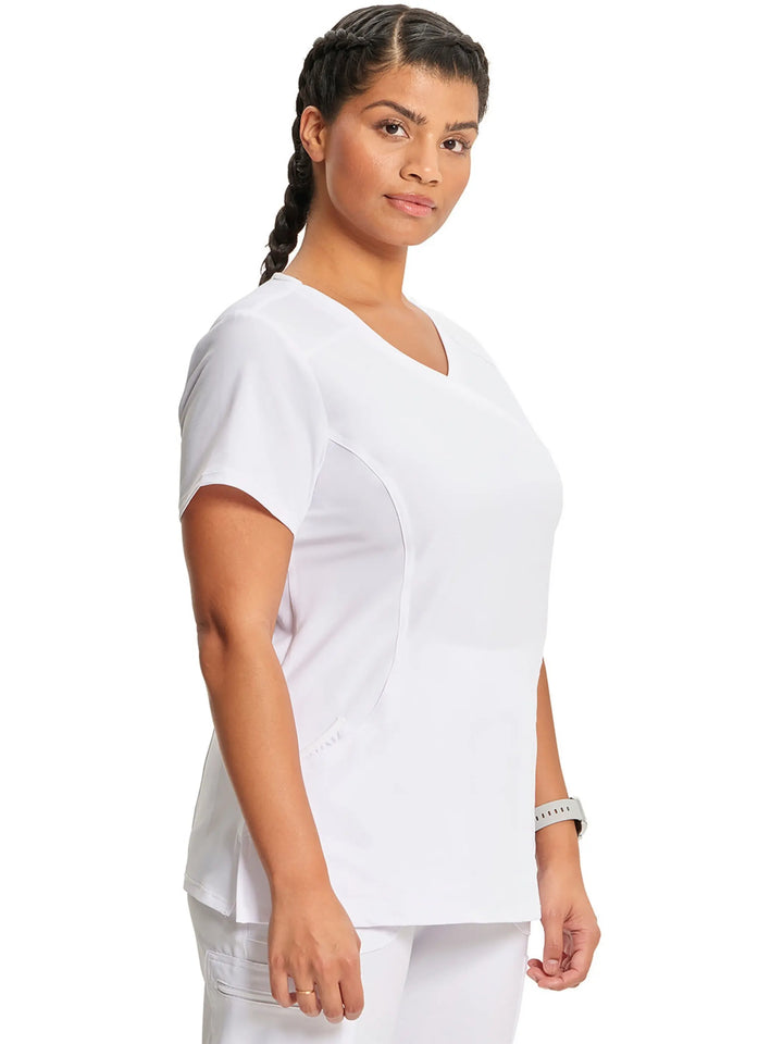 Infinity Women's Antimicrobial Mock Wrap Top | White