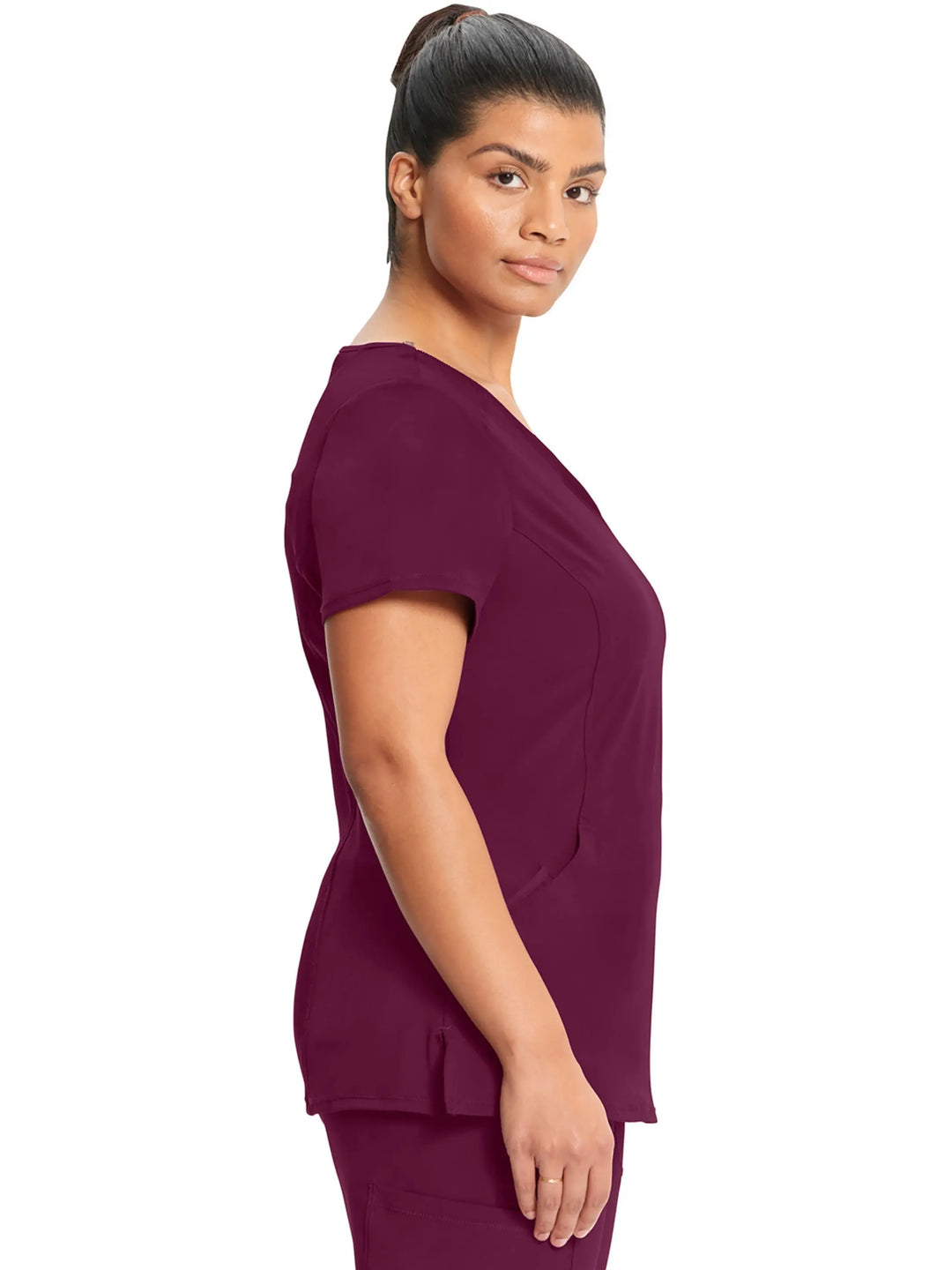 Infinity Women's Antimicrobial Mock Wrap Top | Wine