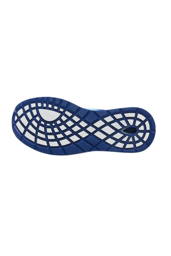 The bottom of an infinity Women's Bolt Premium Athletic Nursing Shoe in Navy Mist featuring a rubber outsole that is oil and slip-resistant.