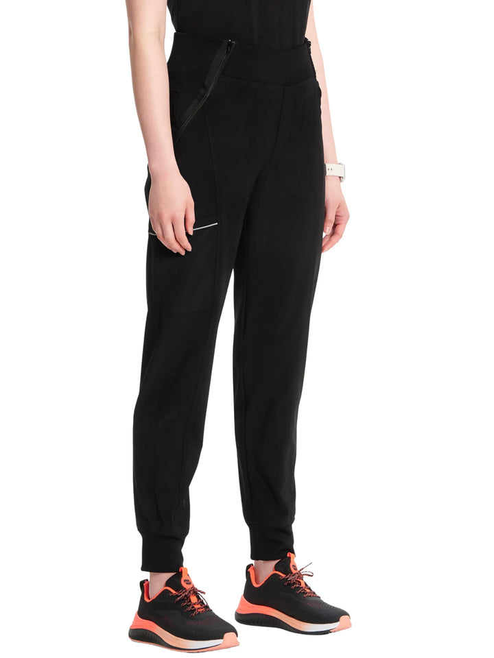 Infinity Women's Scrub Set Mock Wrap Top & Petite Joggers | Black