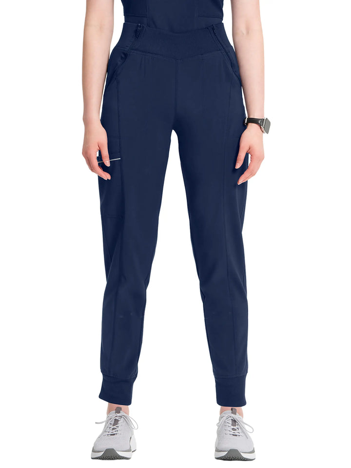 Infinity Women's Scrub Set Mock Wrap Top & Tall Joggers | Navy Blue