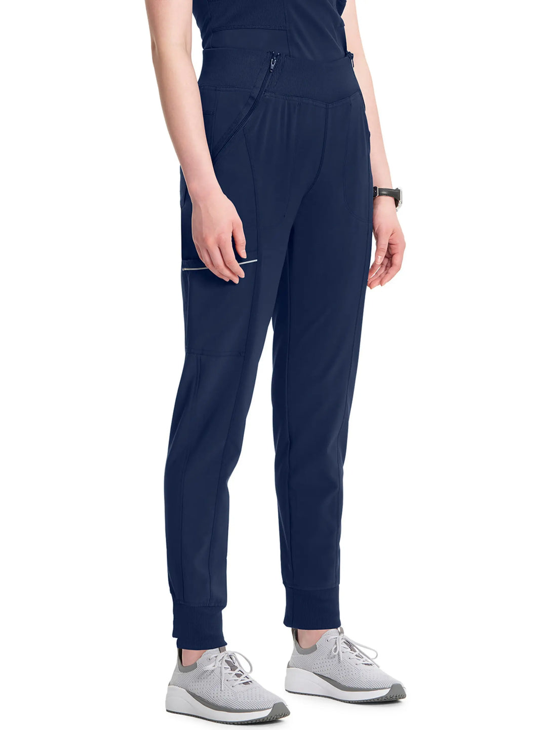 Infinity Women's Scrub Set Mock Wrap Top & Tall Joggers | Navy Blue