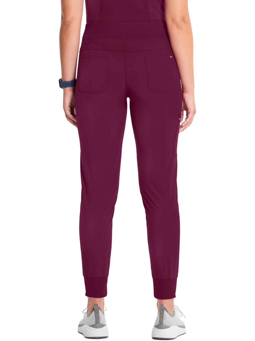 Infinity Women's Scrub Set Mock Wrap Top & Petite Joggers | Wine