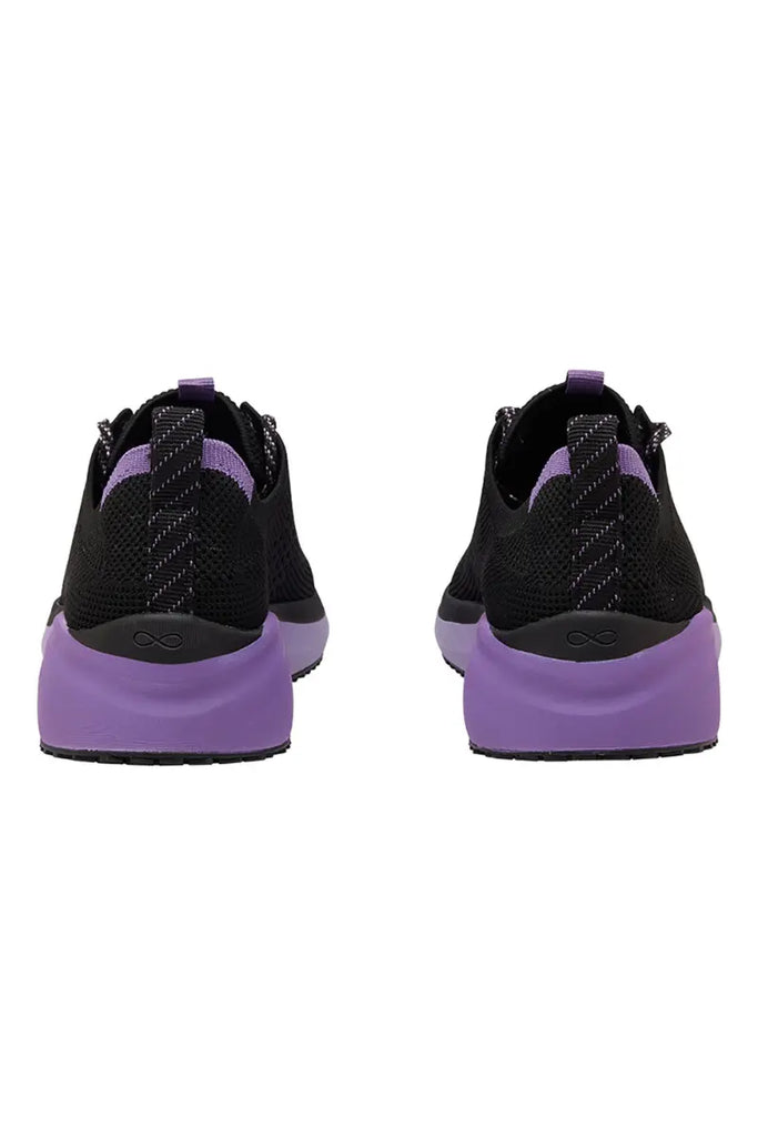 The back of the Infinity Women's Ever On Knit Athletic Shoes in Purple Surge size 8 featuring a heel height of 1.75".