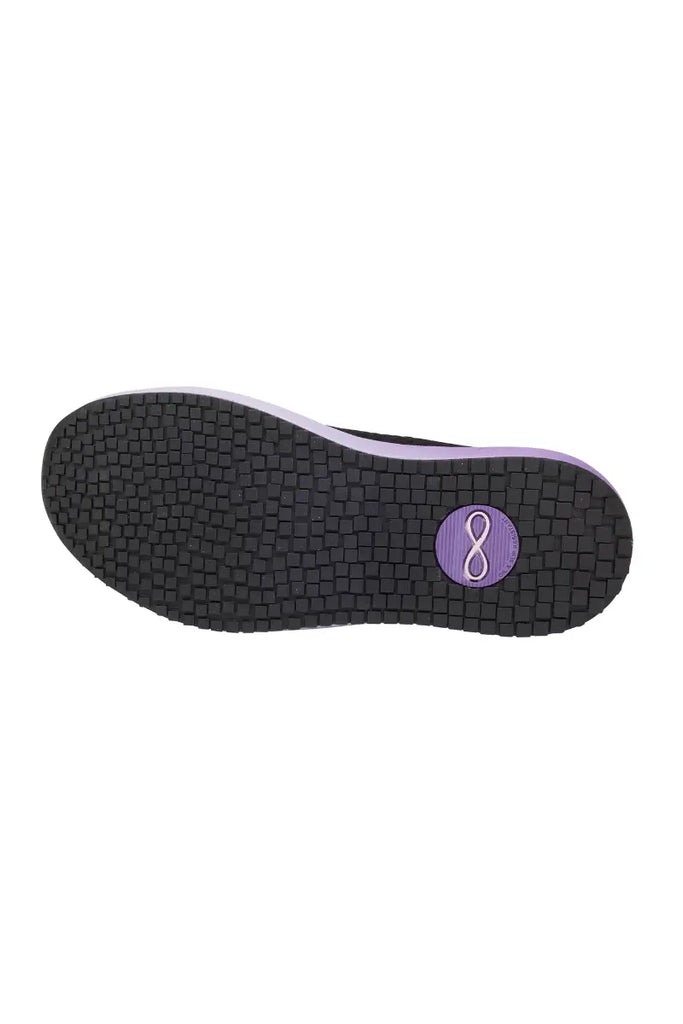 The bottom of the Infinity Women's Ever On Knit Athletic Nurse Shoes in Purple Surge featuring a slip-resistant outsole for improved traction.