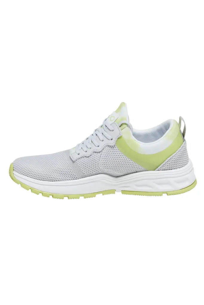 The side of the Infinity Women's Fly Athletic Nurse Shoe in Cloudy Lime size 7 featuring an athletic silhouette.