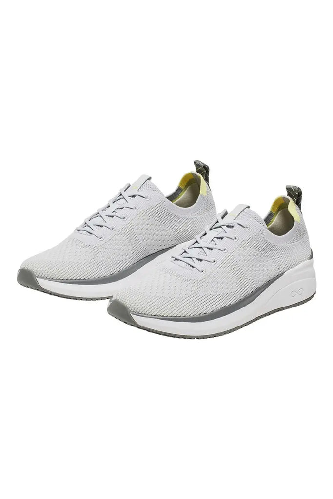 The Infinity Men's Ever On Knit Athletic Work Shoes in White Microchip featuring a stretch-knit upper that conforms to your foot for a comfortable, sock like fit.