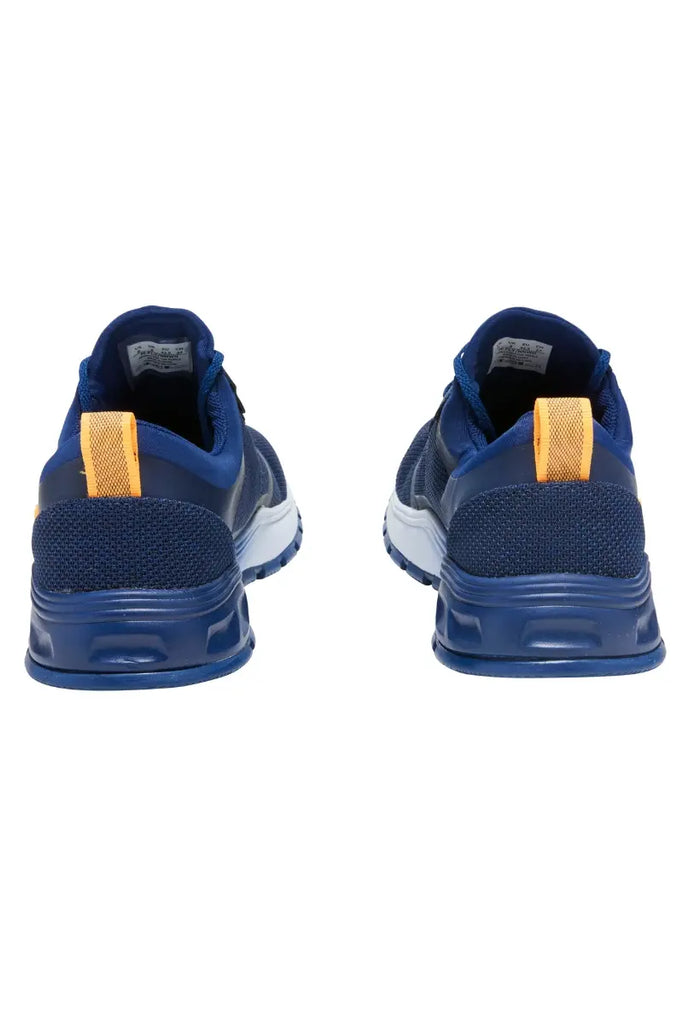 The back of the Infinity Men's Fly Athletic Work Shoes in Navy featuring bootstraps at the heel.
