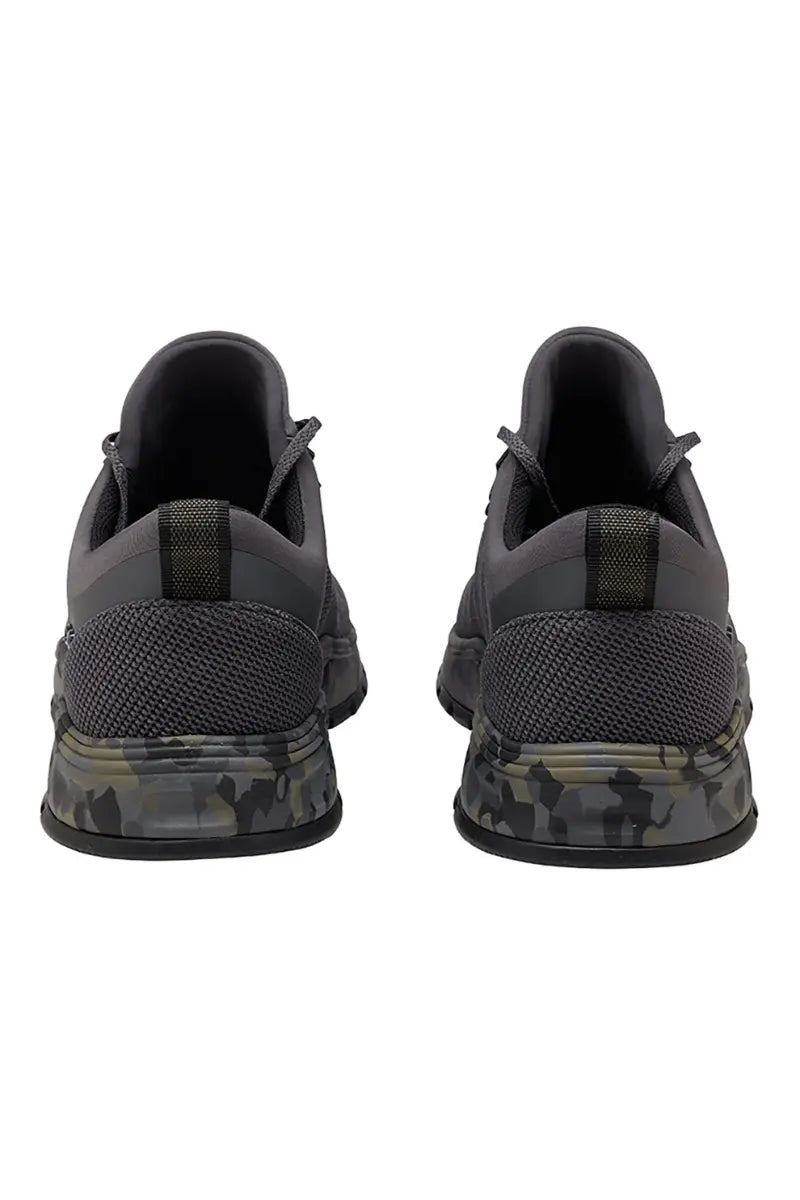 The back of the Infinity Men's Fly Athletic Work Shoes in Camo featuring bootstraps at the heels.