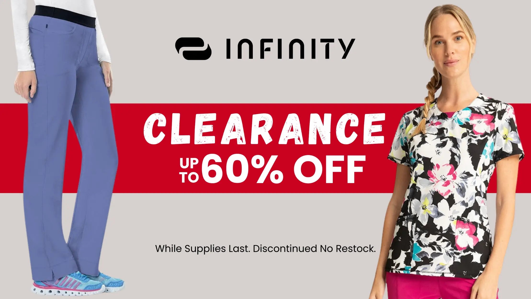 The Infinity Clearance collection at Scrub Pro Uniforms is up to 60% off while supplies last.