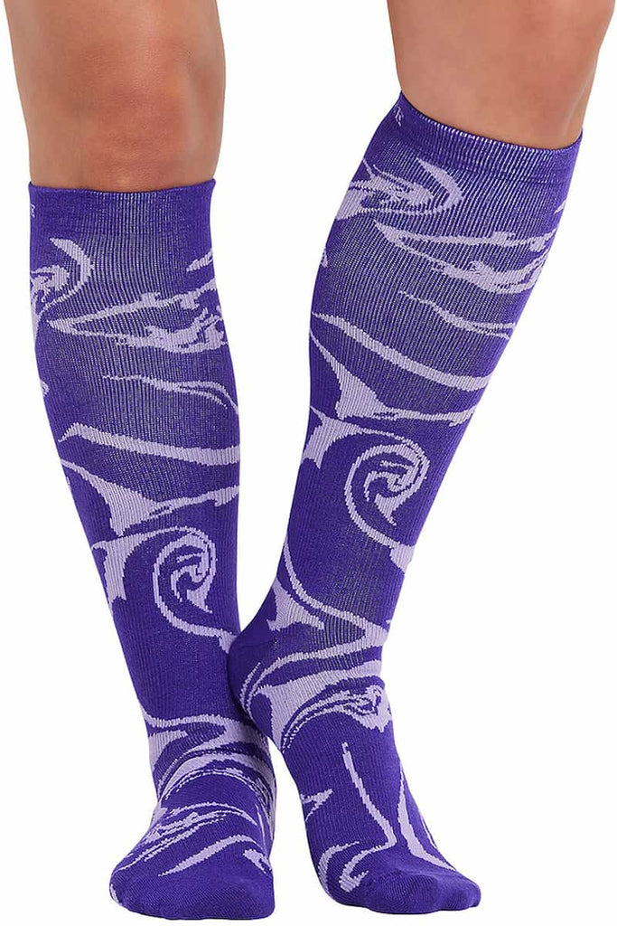 The front of the Cherokee Men's Printed Support Socks in Magic Marble featuring 10-15 mmHg of compression.