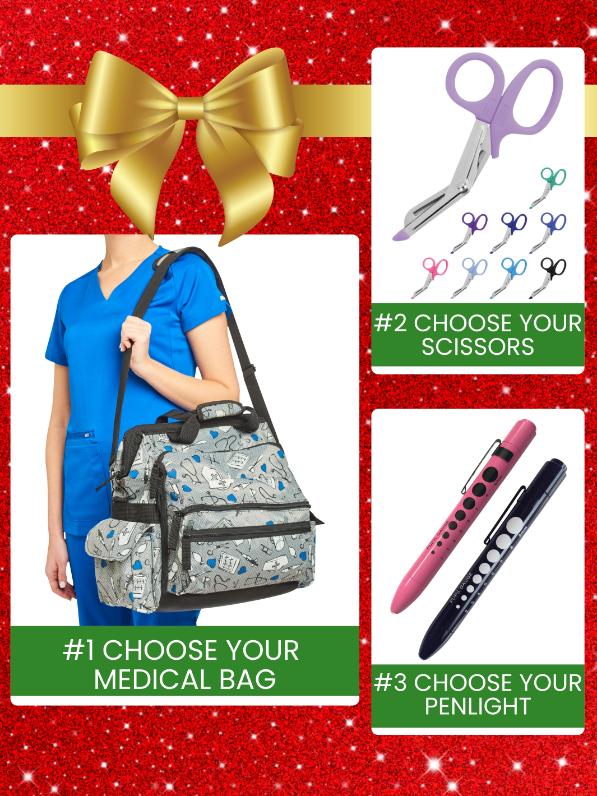 A look at what comes in Scrub Pro's NurseMates Medical Bag Holiday Bundle.