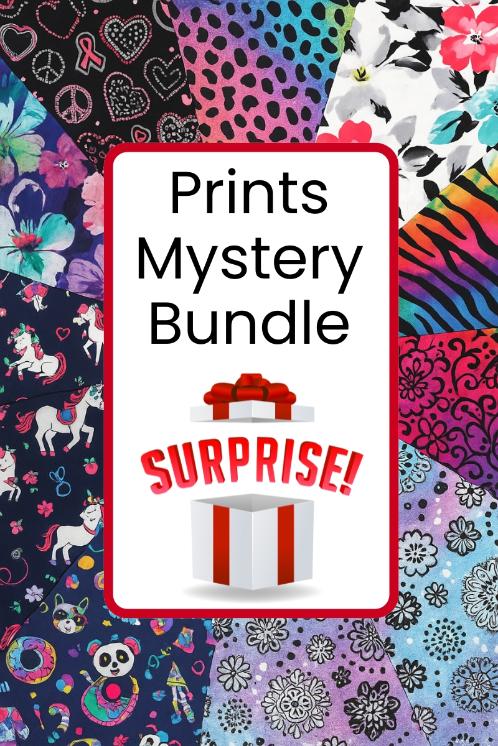Prints Mystery Bundle featuring assorted colorful scrub patterns in XS and S sizes – surprise mix from top medical brands.
