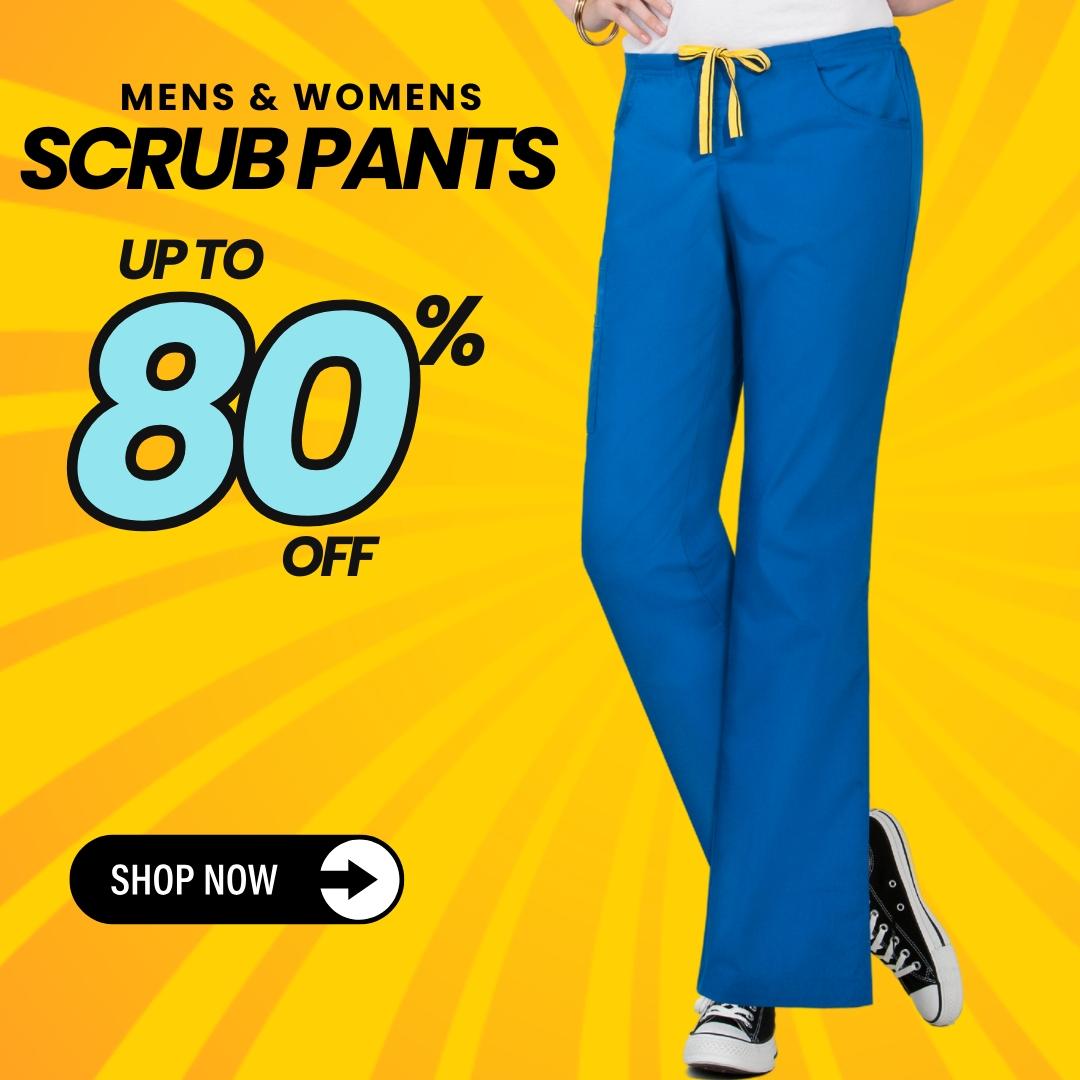 Men & Women's scrub pants are on sale at Scrub Pro Uniforms for up to 80% off!