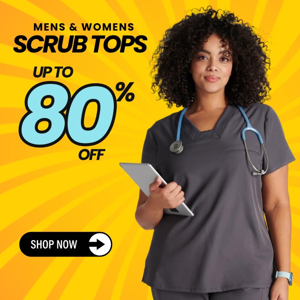 Scrub tops for men & women are up to 80% off at Scrub Pro Uniforms.