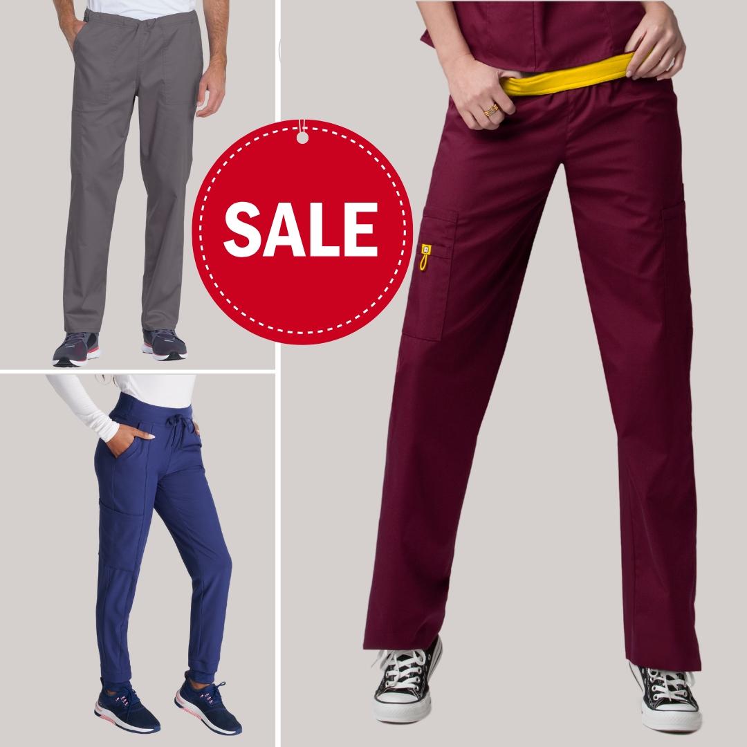 Three available scrub pant styles in Scrub pro's collection of Scrub Pants On Sale.