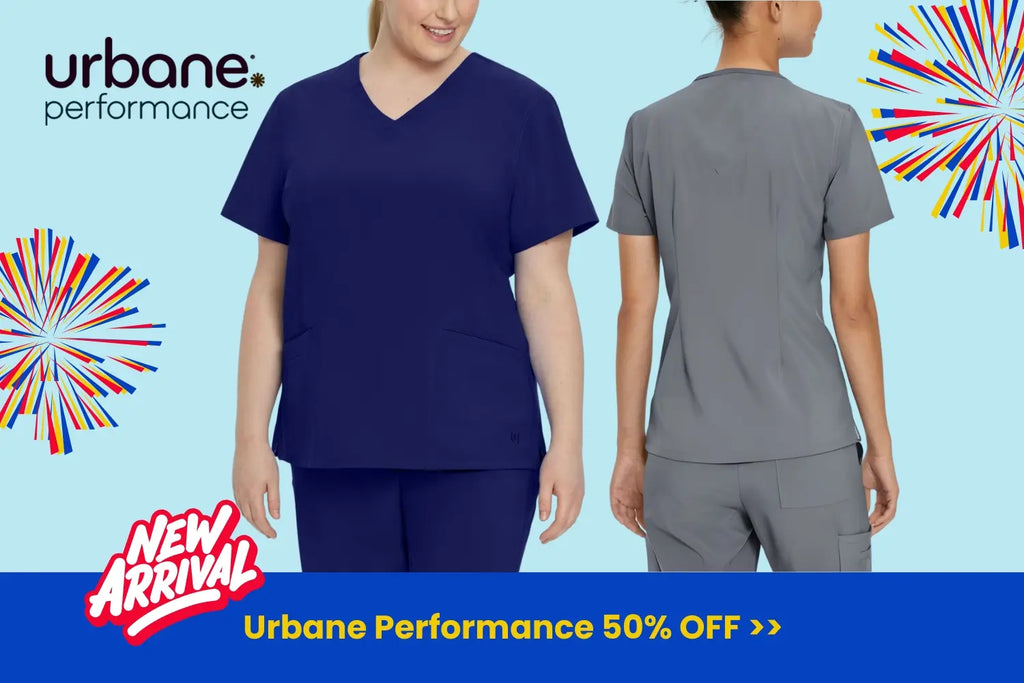 Urbane Performance Scrub Uniforms are up to 50% off at Scrub Pro while supplies last.