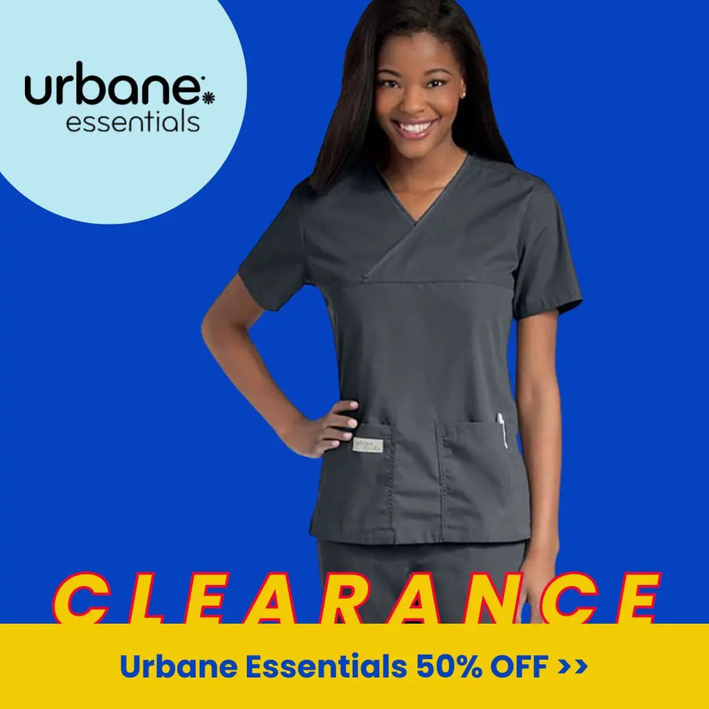 Urbane Essentials Scrub Uniforms are on sale at Scrub Pro for 50% off.