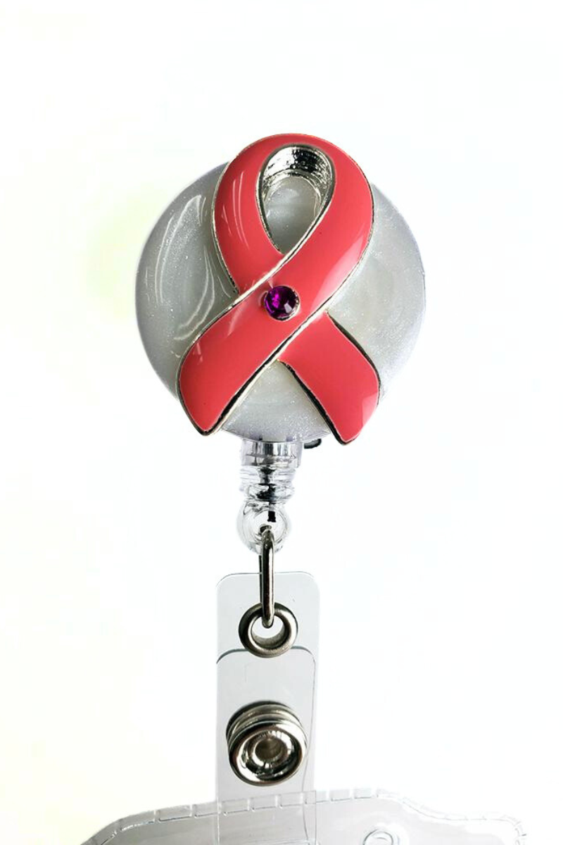 Badge Reel with ID Holder - Pink Ribbon