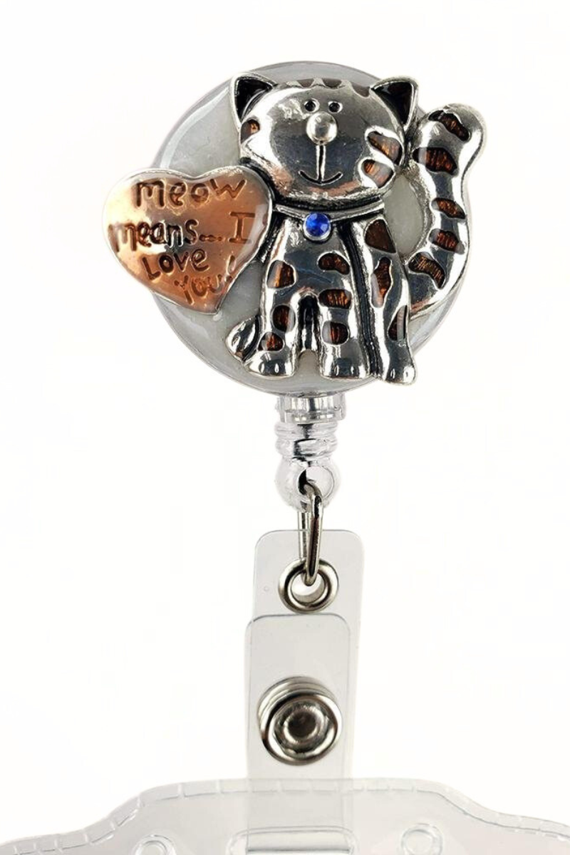 The Badge Reel with ID Holder in Cat Meow featuring 25" retractable cord.