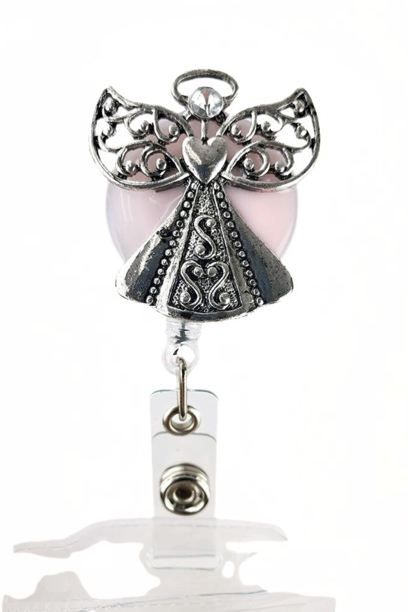 The Badge Reel with ID Holder in Angel featuring 25" retractable cord.