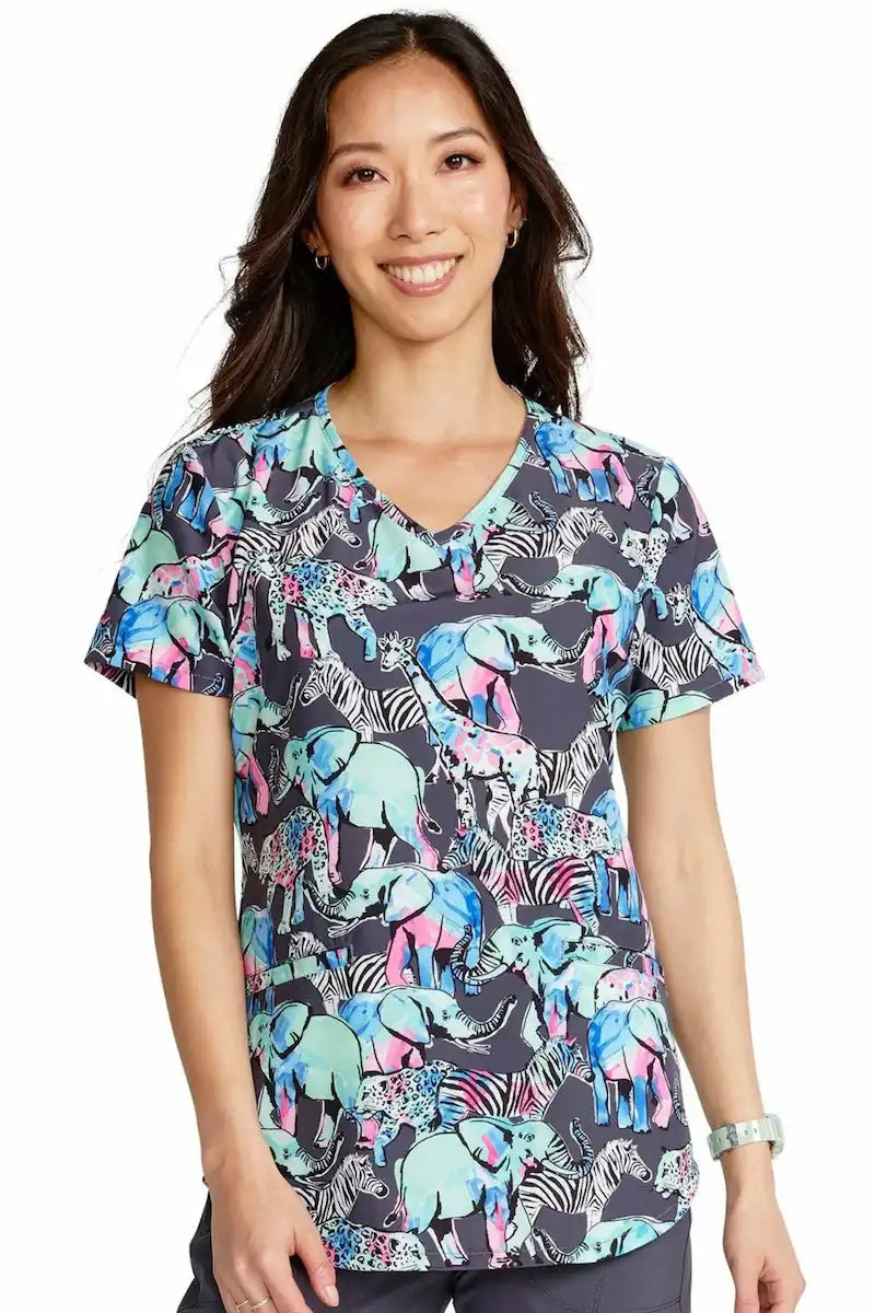 Cherokee Women's V-Neck Print Scrub Top | Herd That