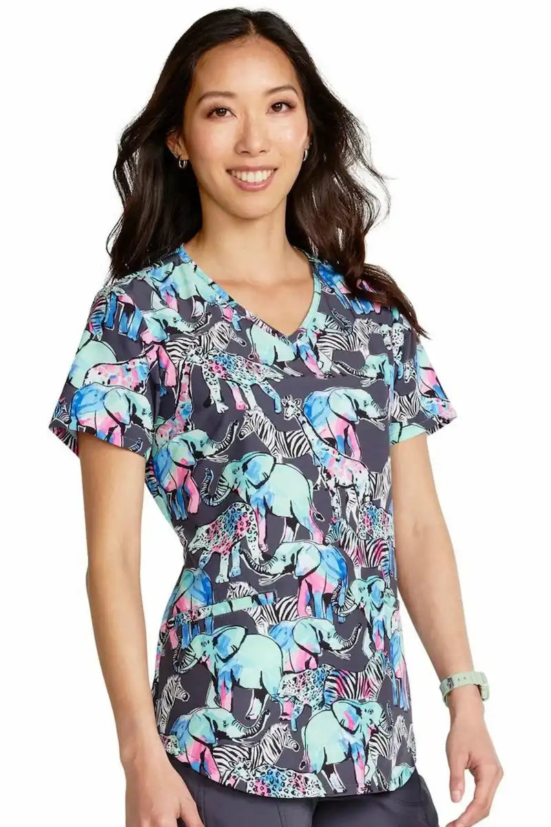 Cherokee Women's V-Neck Print Scrub Top | Herd That