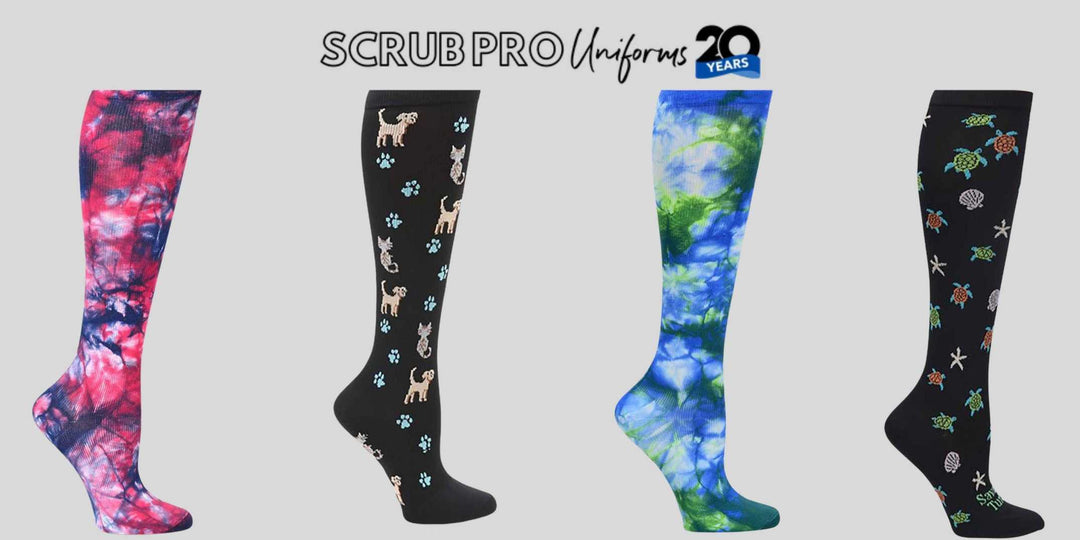 Available NurseMates compression socks with 12-14 mmHg of compression at Scrub Pro.