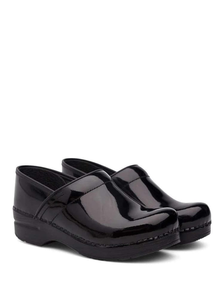 Dansko Professional Nurse Shoes in Black Patent featuring Dansko's wipe clean technology Style 406020202.