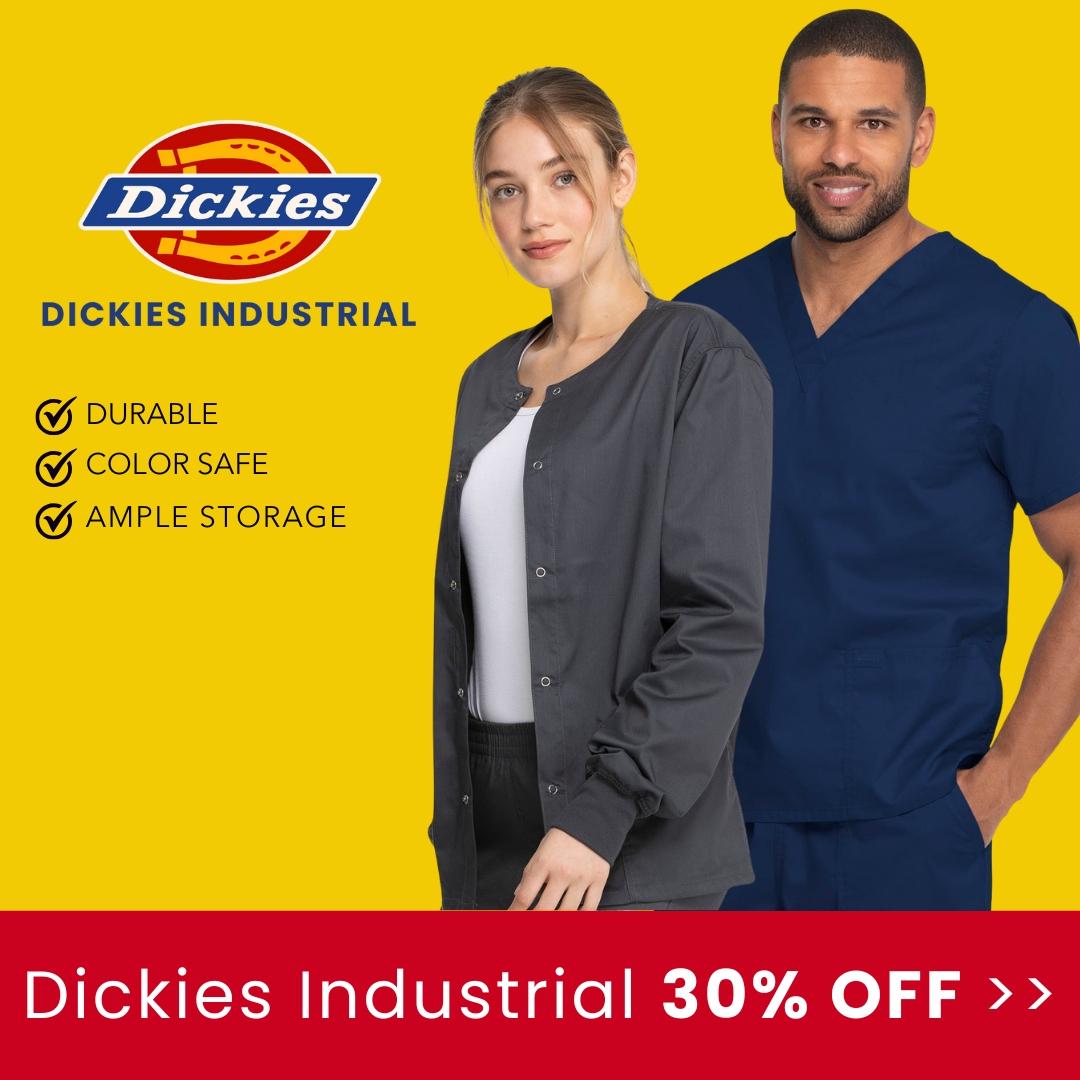 Dickies Genuine Industrial is 30% off at Scrub Pro Uniforms while supplies last.