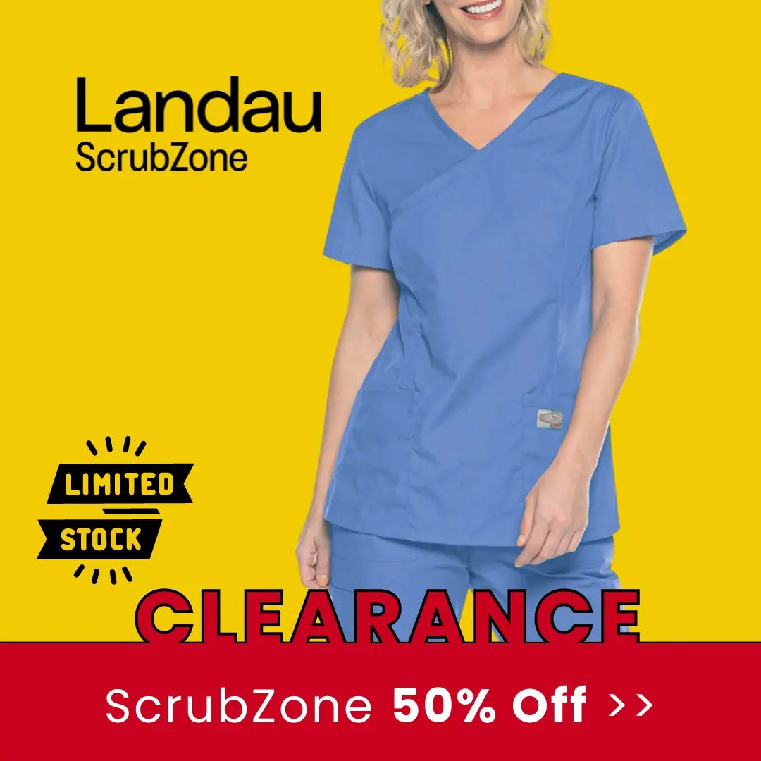 Landau ScrubZone clearance sale scrubs at Scrub Pro Uniforms. While supplies last.