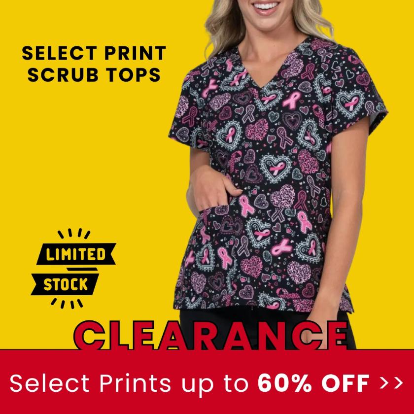 Select scrub tops are on clearance at Scrub Pro Uniforms for up to 60% off.