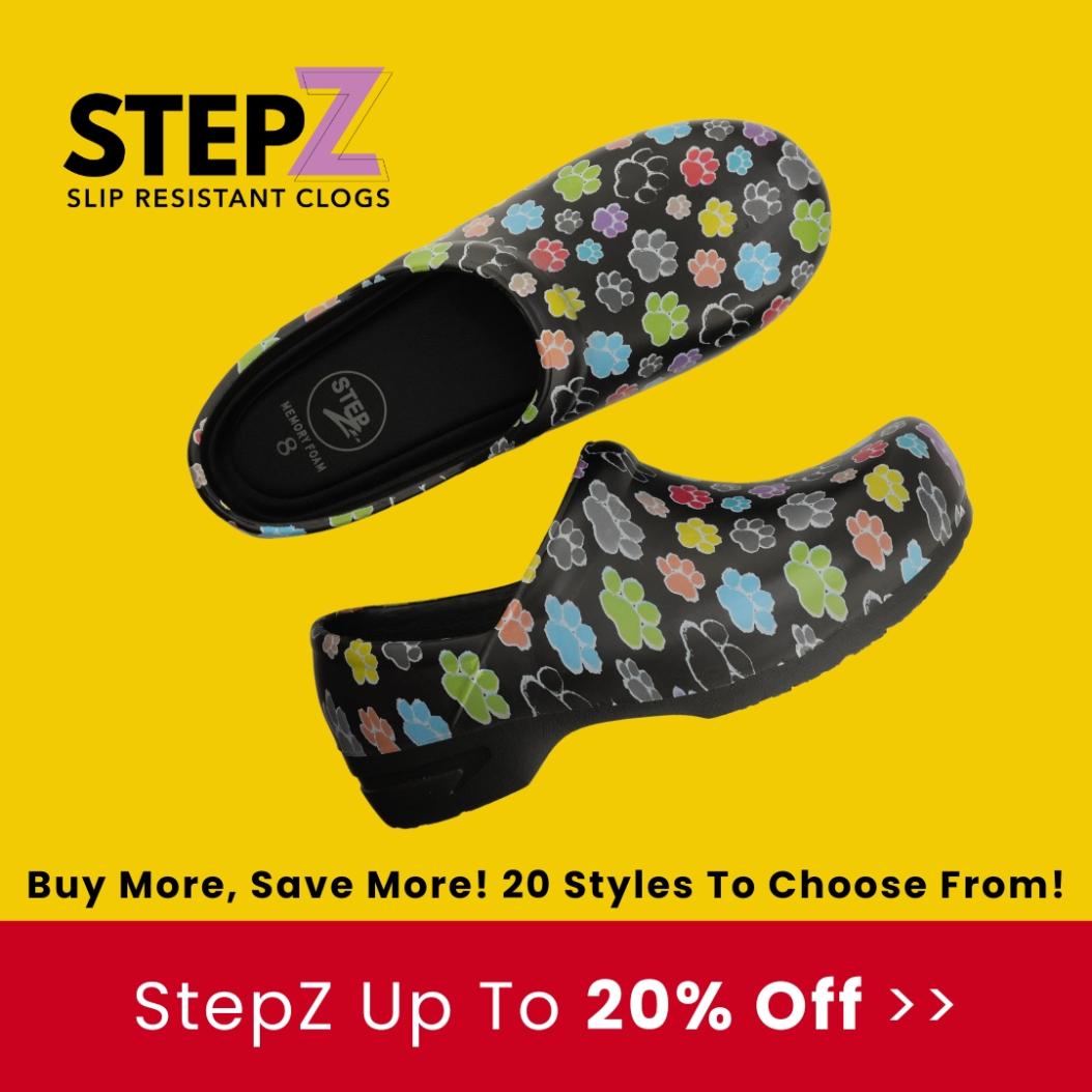 Save big on StepZ Slip Resistant Nurse Clogs at Scrub Pro Uniforms. Save up to 20% while supplies last.