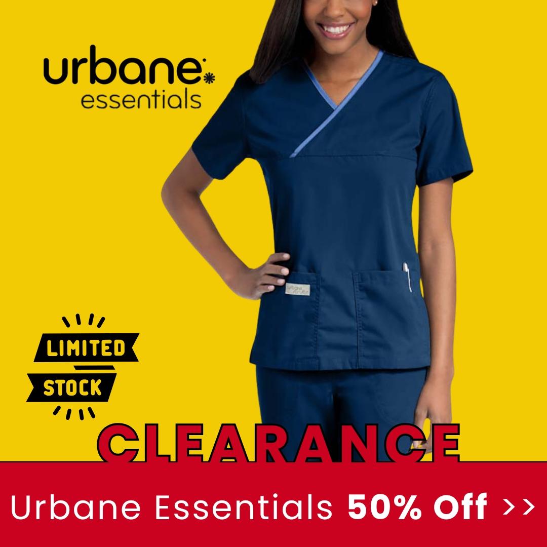 Urbane Essentials is on sale at Scrub Pro Uniforms for 50% off while supplies last.