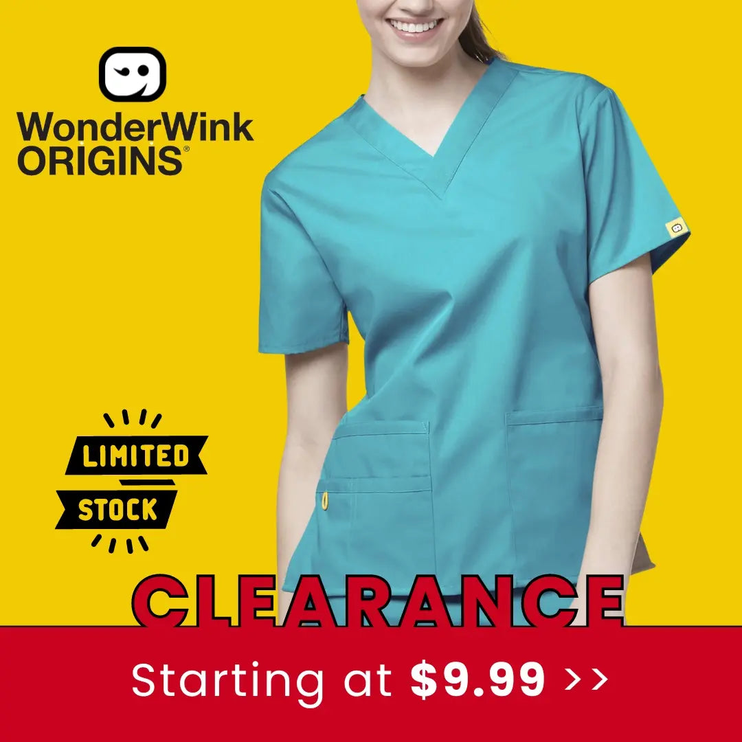 Wink Origins scrubs for women are on clearace at Scrub Pro starting at $9.99.