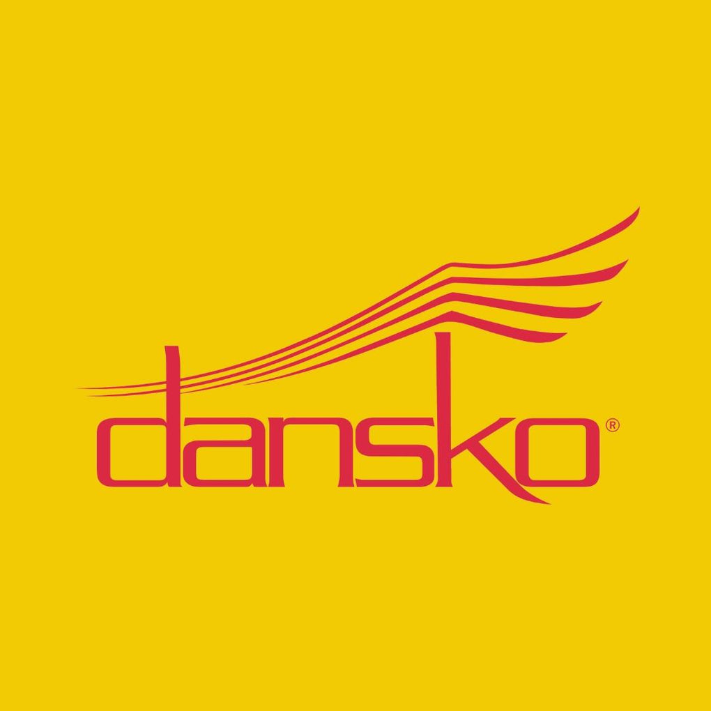 The Dansko Medical Footwear logo on a yellow background.