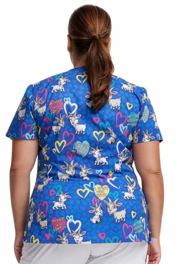 Dickies Women's V-Neck Print Scrub Top | I Goat You Babe