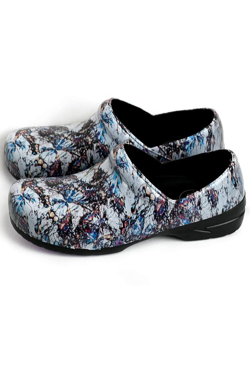 A side view of the StepZ Women's Slip Resistant Memory Foam Clogs in "Granite Glory" featuring a unique EVA construction, engineered to withstand very high temperatures.