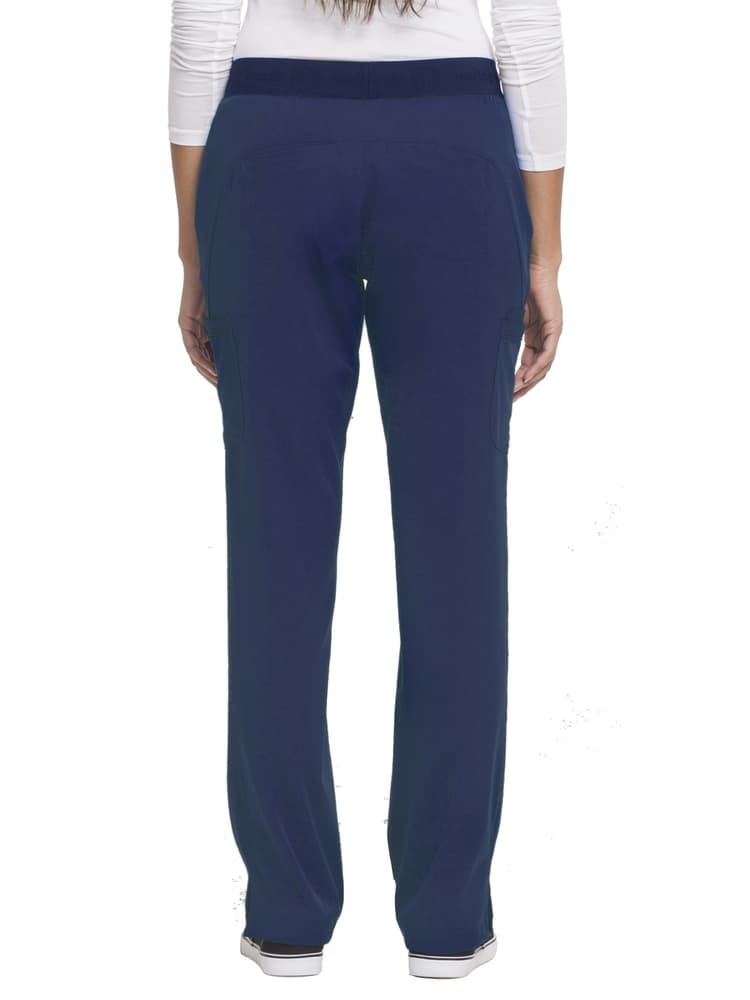 Back view of HH-Works Women's Straight Leg Yoga Scrub Pant in Navy is available in tall sizes