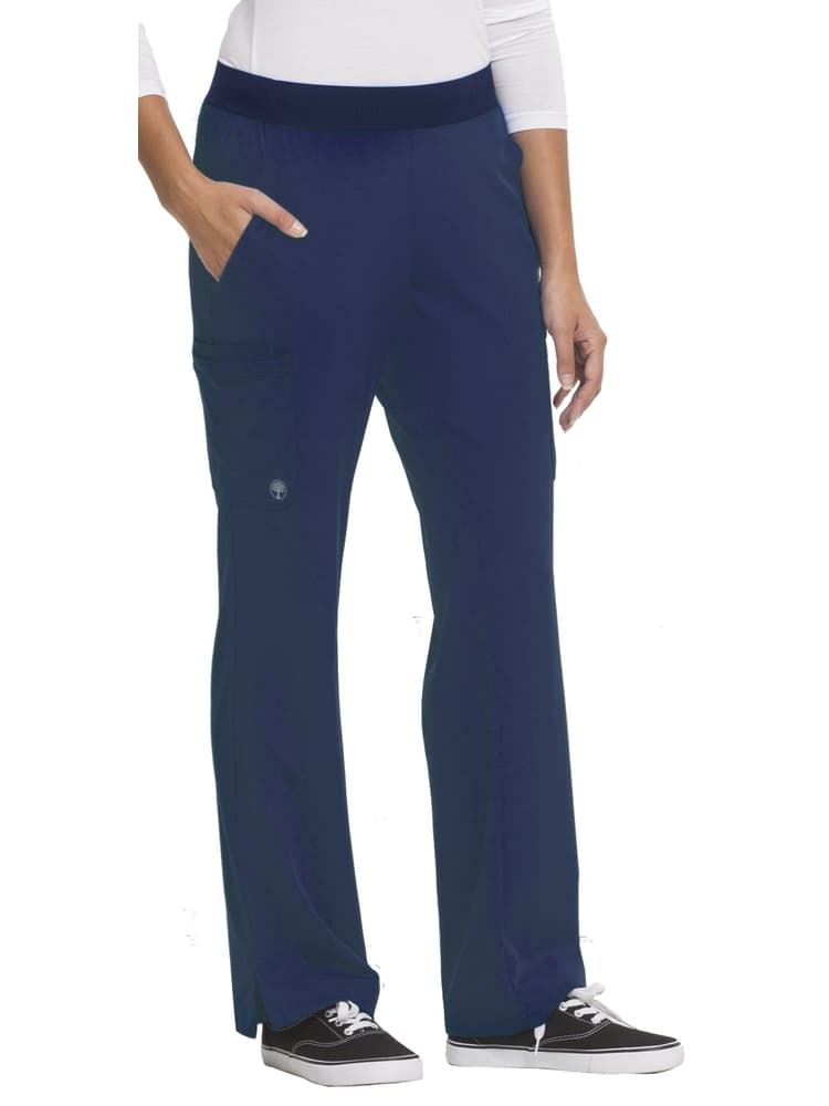 HH-Works Women's Straight Leg Yoga Scrub Pant in Navy is made with easy care fabric with stretch